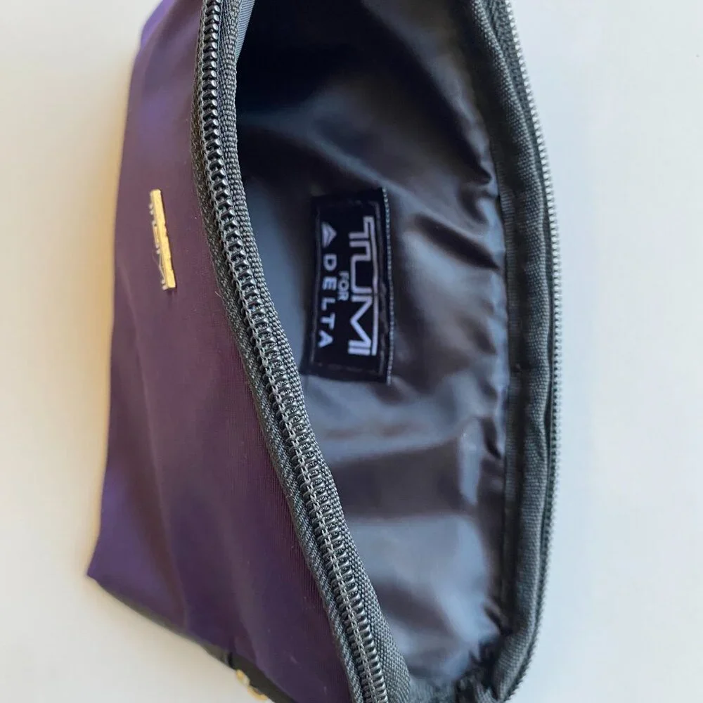 TUMI for Delta Small Purple Travel Storage Bag Zipper Pouch Toiletries